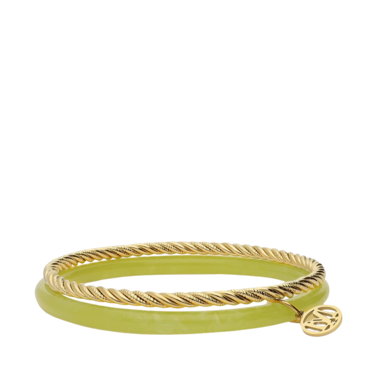 Bangle Set Thin Green - Gold