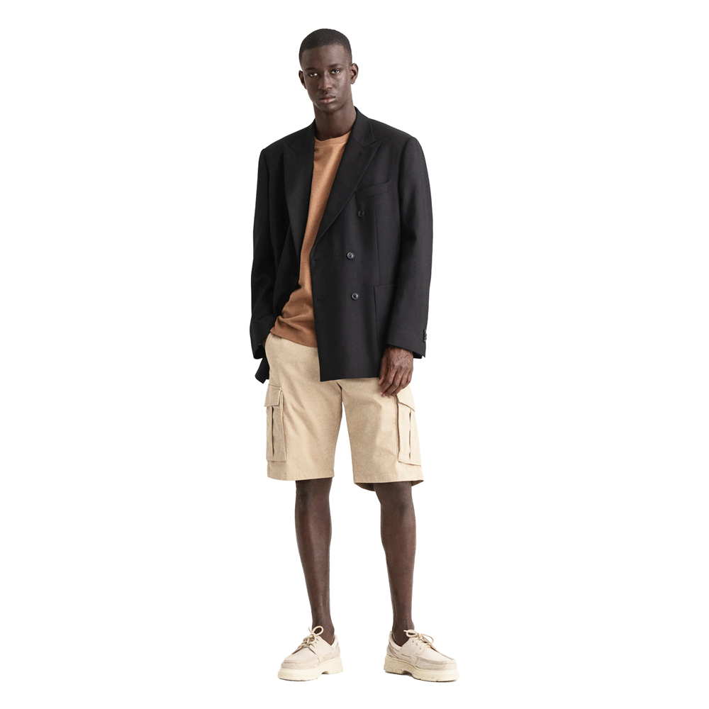 Relaxed Twill Cargo Shorts - Khaki