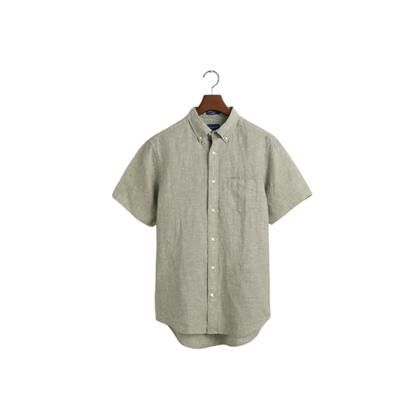 Reg Linen Ss Shirt - Green