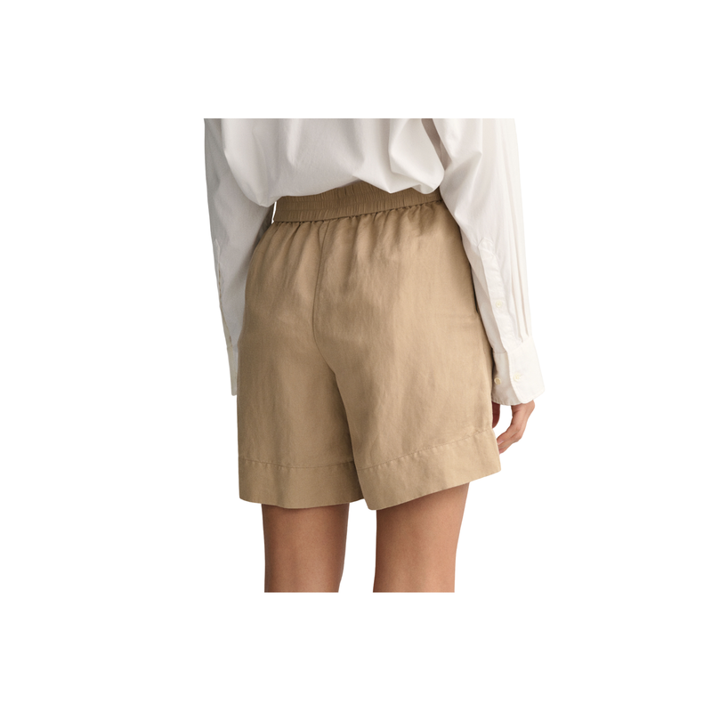 Linen Viscose Pull-On Shorts - Beige