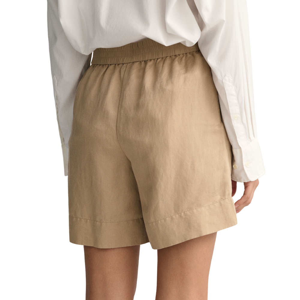 Linen Viscose Pull-On Shorts - Beige