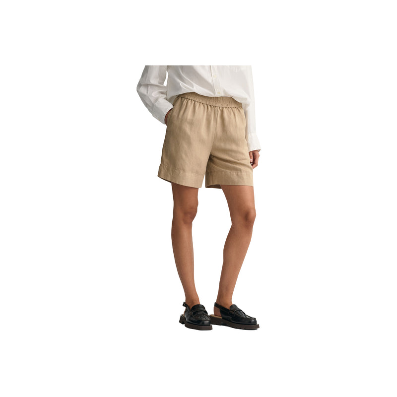 Linen Viscose Pull-On Shorts - Beige