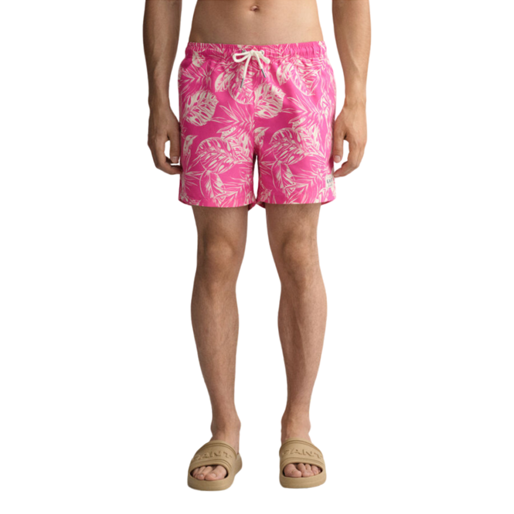 Cf Tropical Leaves Print Sw Shorts - Pink