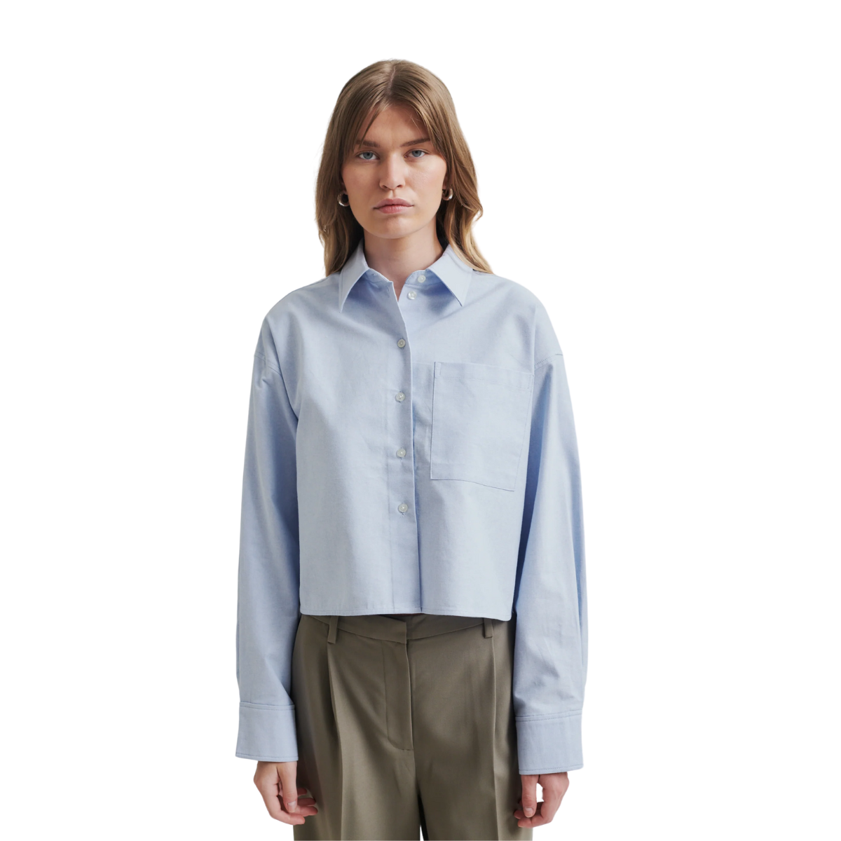 Baulo Cropped Shirt - 5117 Cashmere blue