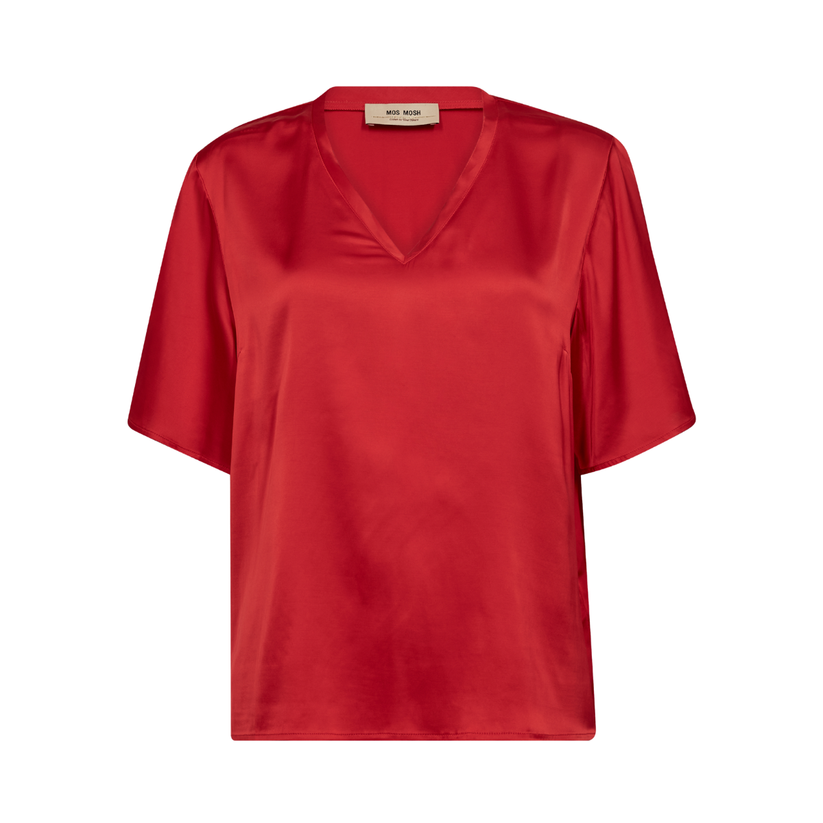 MMEvie V-Neck Satin Blouse - Red