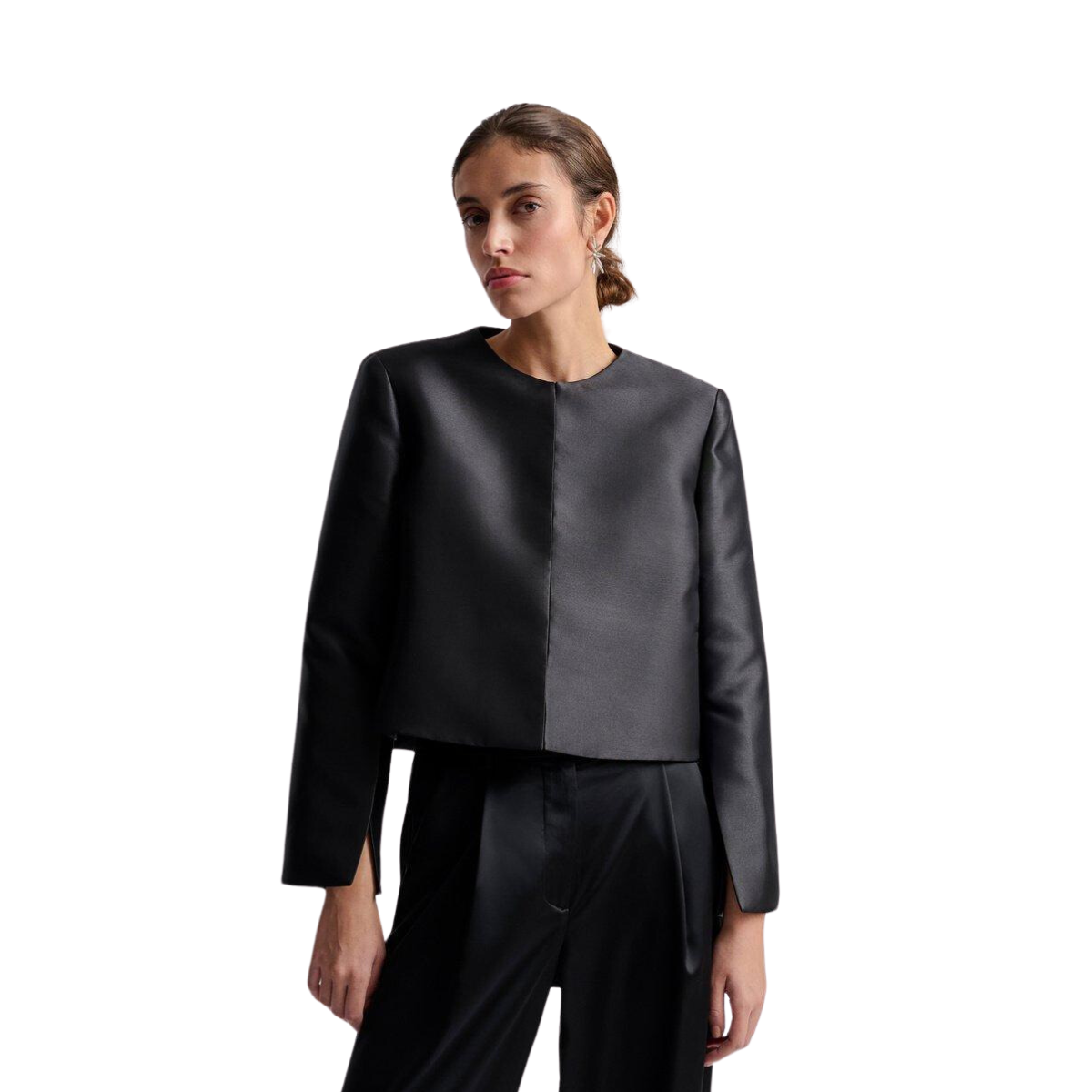 Ruthie cropped long sleeve blouse - Black