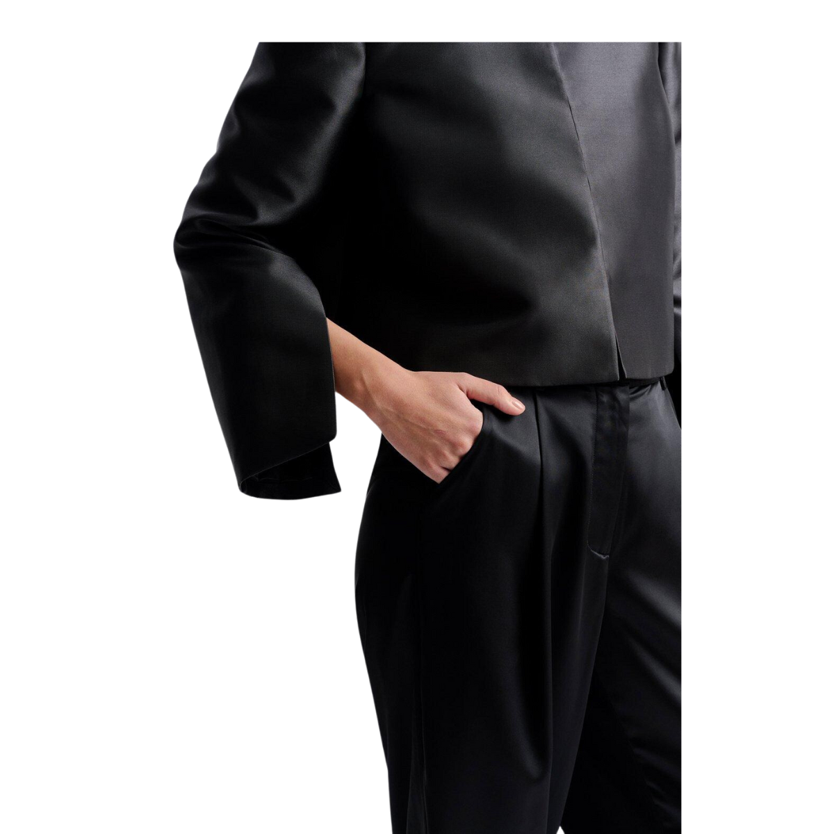 Ruthie cropped long sleeve blouse - Black