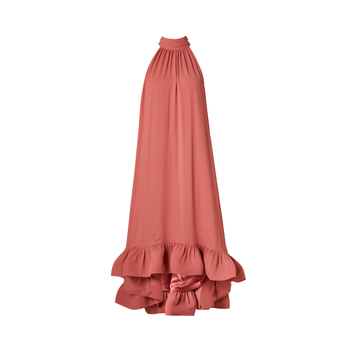 Sabrina Halterneck Ruffled Maxi Dress - Terracotta
