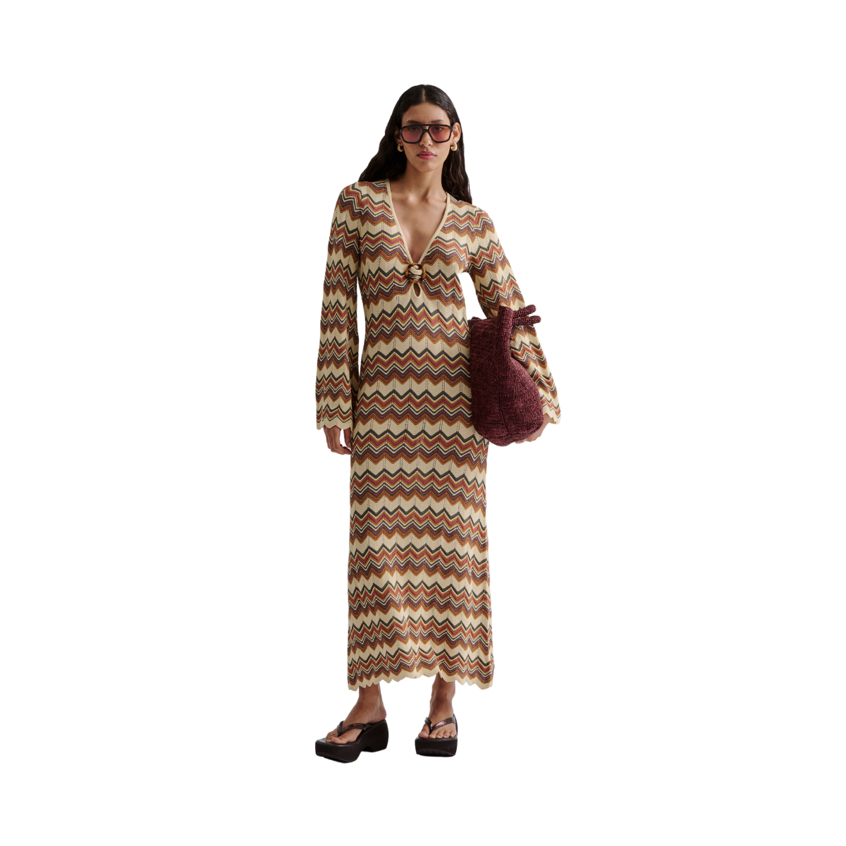 Zinna wide sleeve knitted dress - Multi