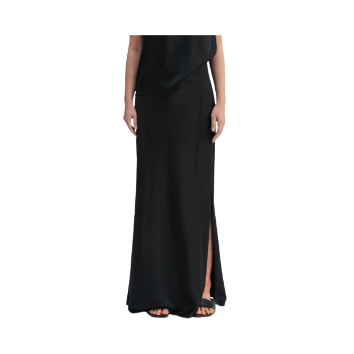 Hana Long Logo Skirt - 09 Black