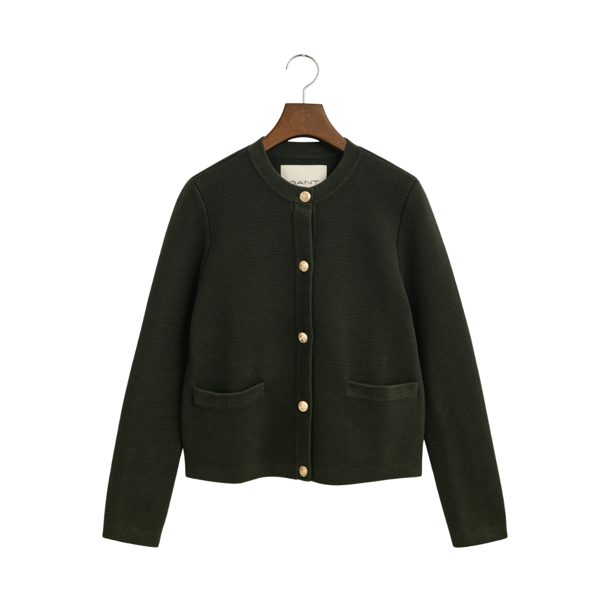 Contrast Knit Cardigan - 368 Dark Moss Green