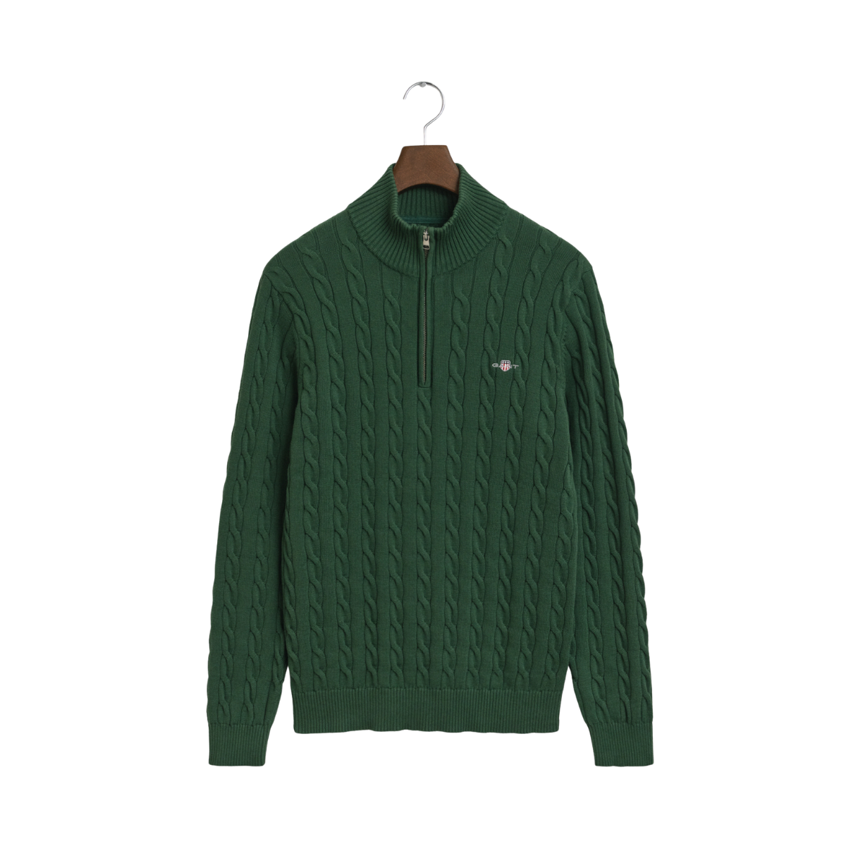 Cotton Cable Half Zip - 338 Forest Green