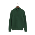 Cotton Cable Half Zip - 338 Forest Green