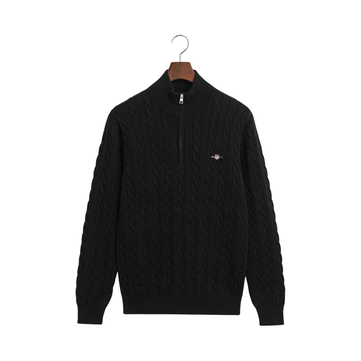Cotton Cable Half Zip - 5 Black