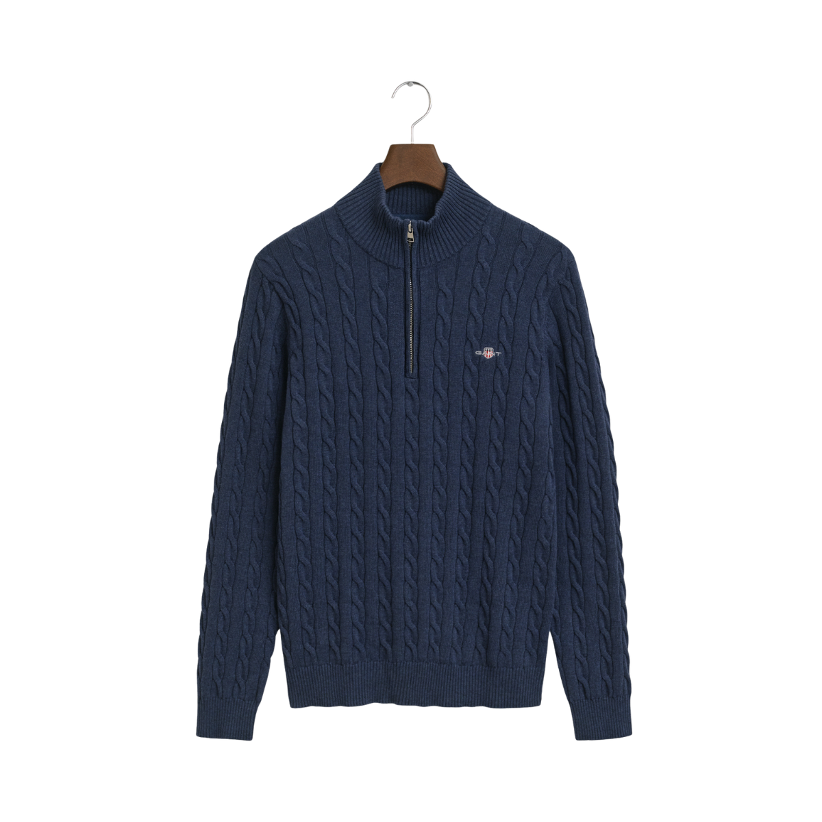 Cotton Cable Half Zip - 902 Dark Jeansblue Melange