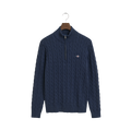 Cotton Cable Half Zip - 902 Dark Jeansblue Melange