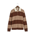 Extrafine Lambswool Striped Polo - 295 Dark Sand Melange