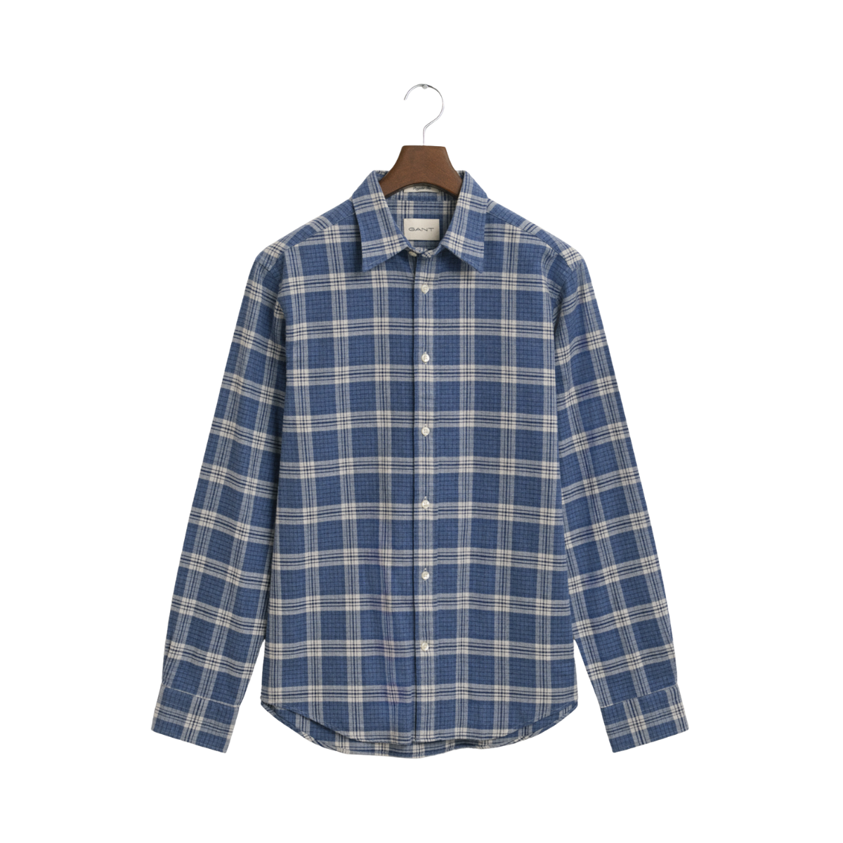 Flannel Melange Check Shirt - Denim Blue Melange