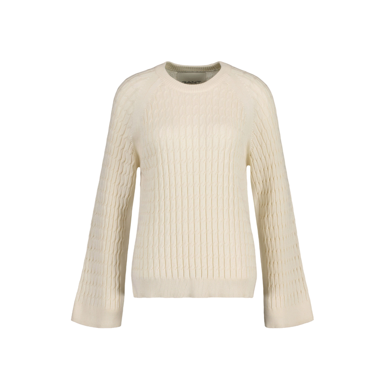 Cable Knit C-Neck - White