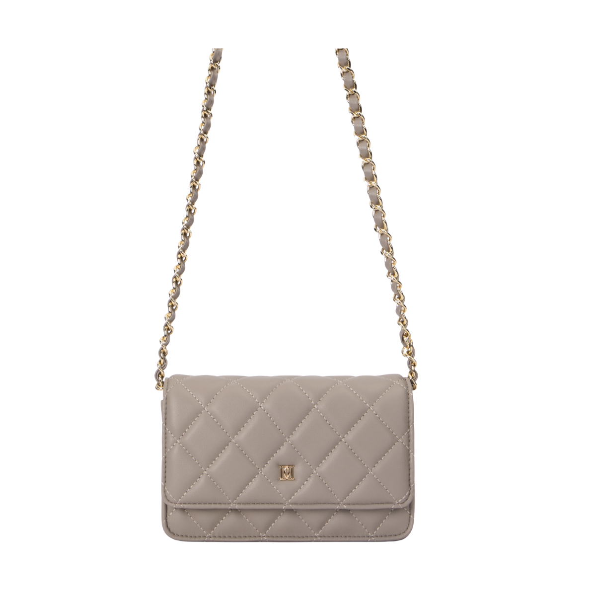 Leather Quilted Mini Bag - TAUPE