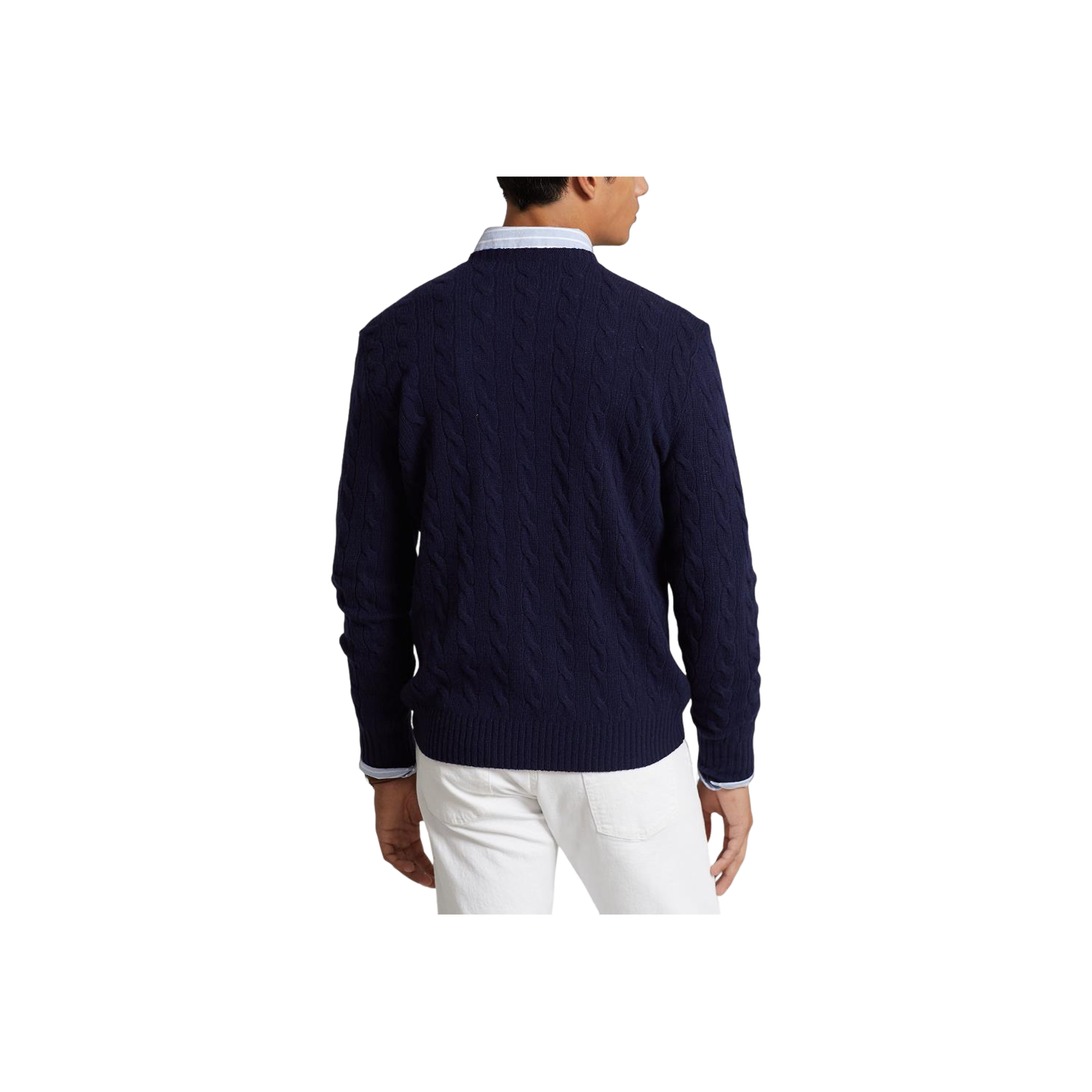 Cable-Knit Wool-Cashmere Sweater - Navy