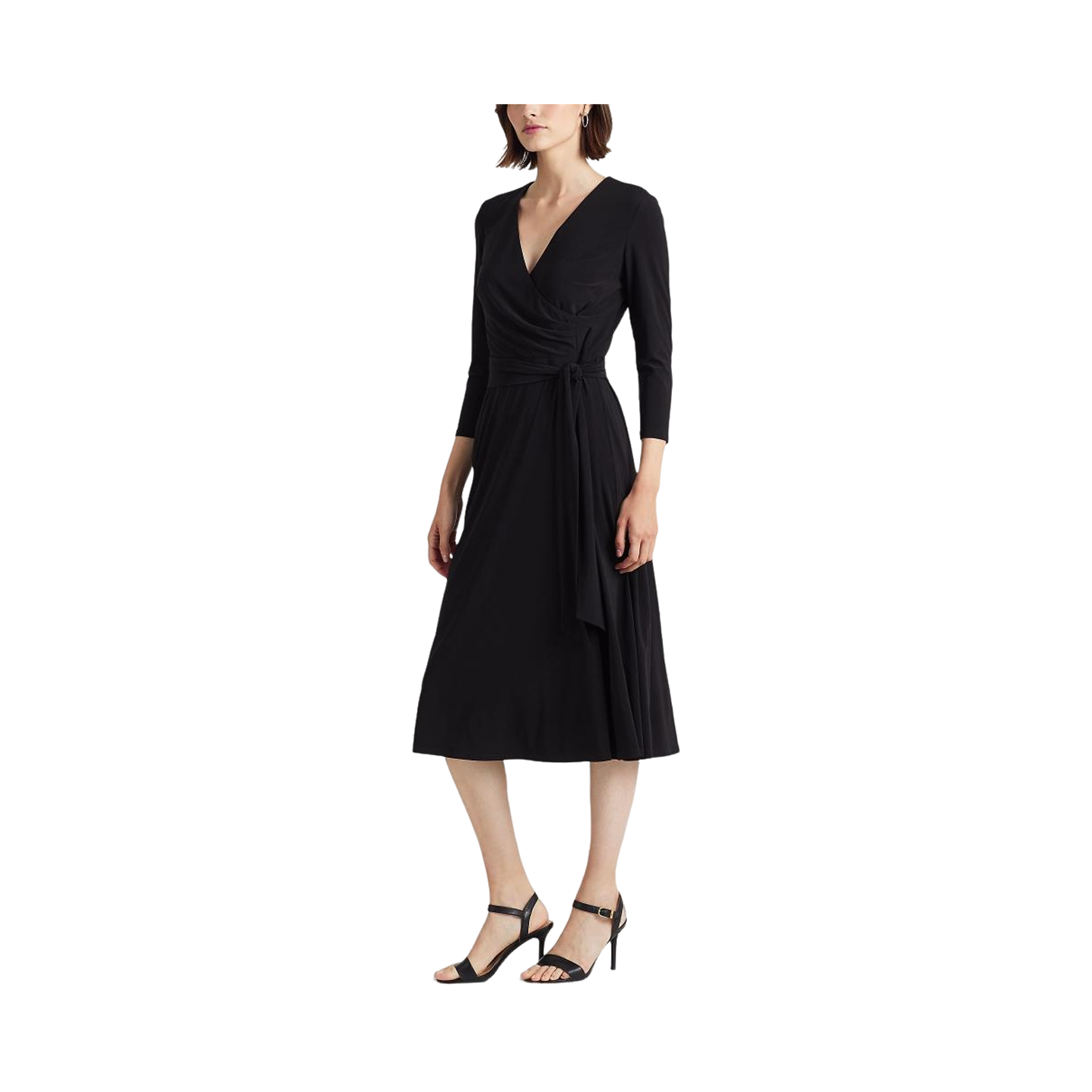 Carlyna 3/4 Sleeve Day Dress - Black