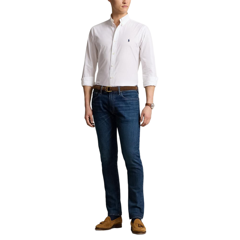 Custom Fit Stretch Poplin Shirt - White