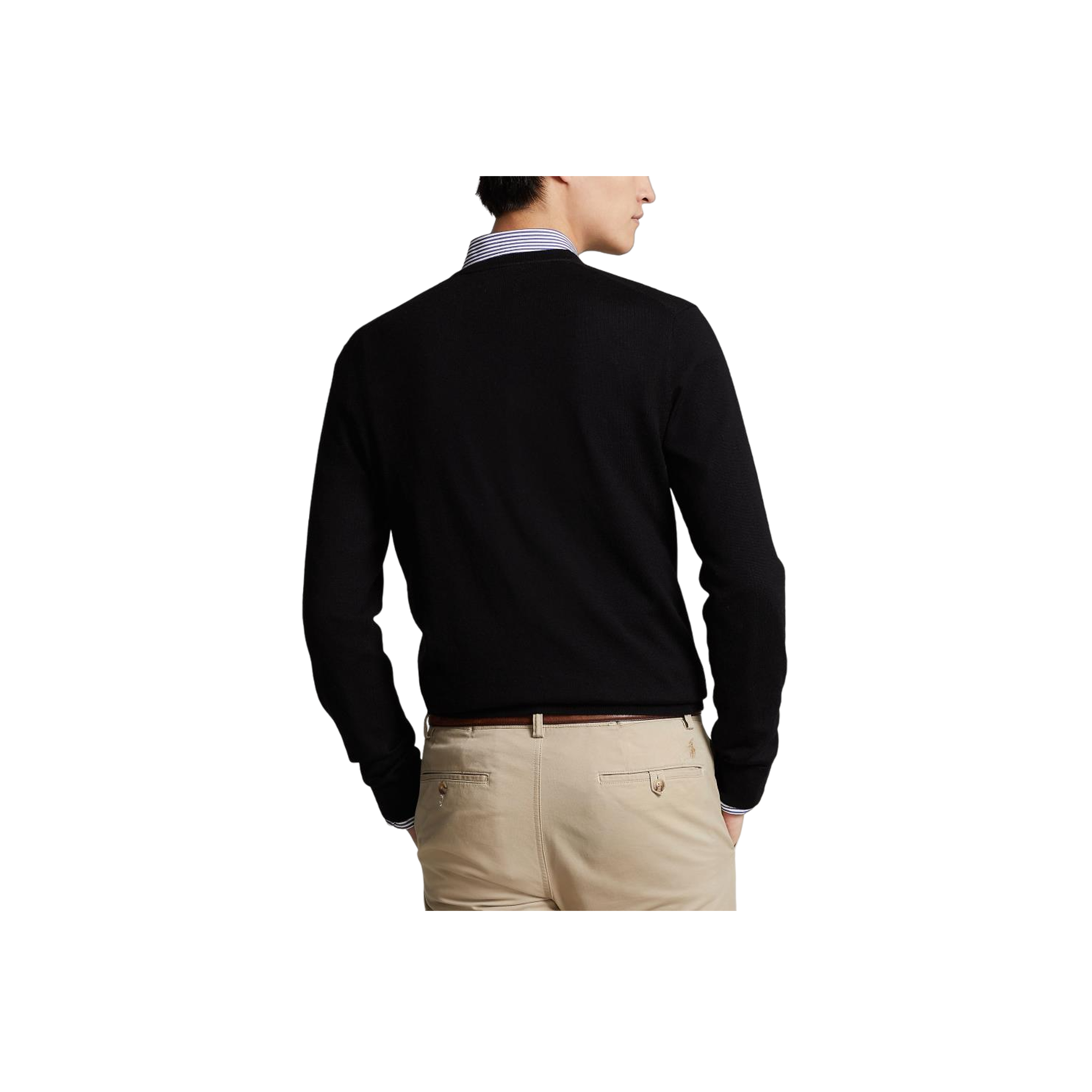 Slim Fit Crew Neck Wool Sweater - Black