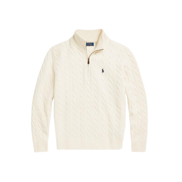 Cable-Knit Wool-Cashmere Zip Sweater - White