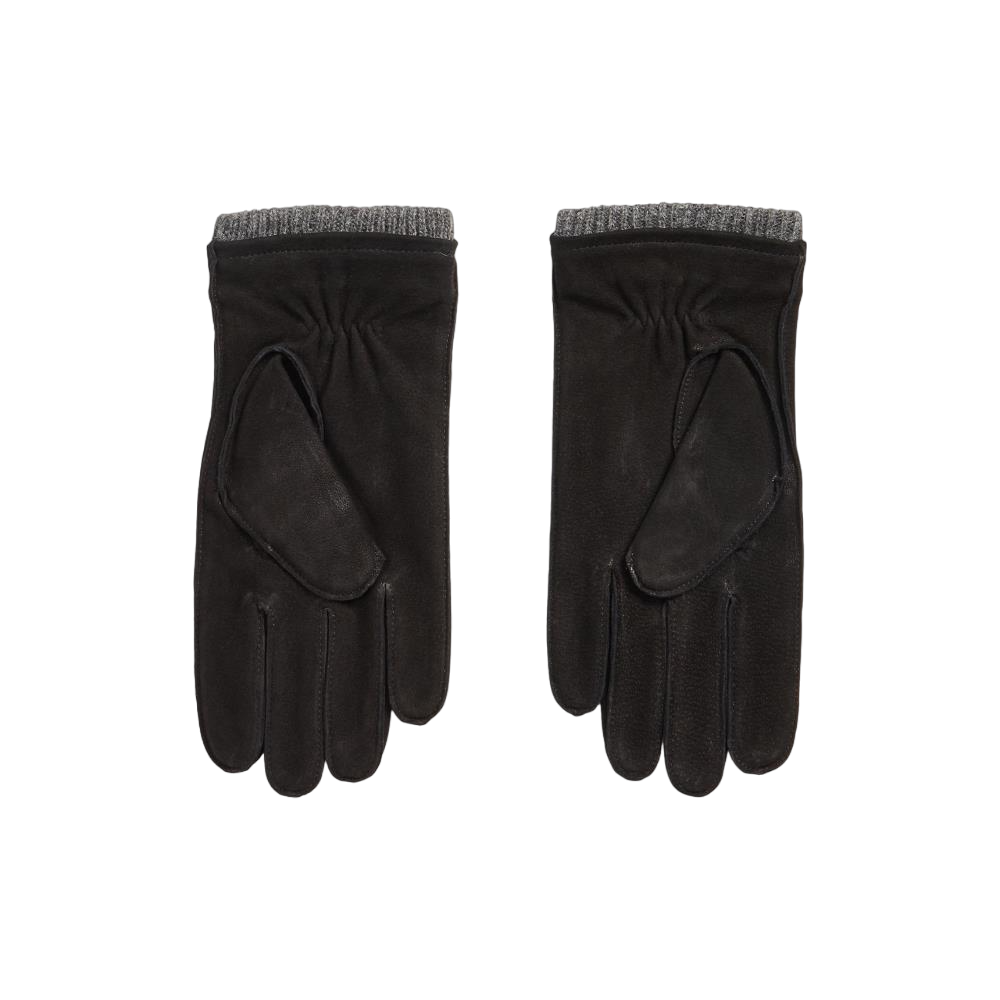 Leather Knit Glove - Black