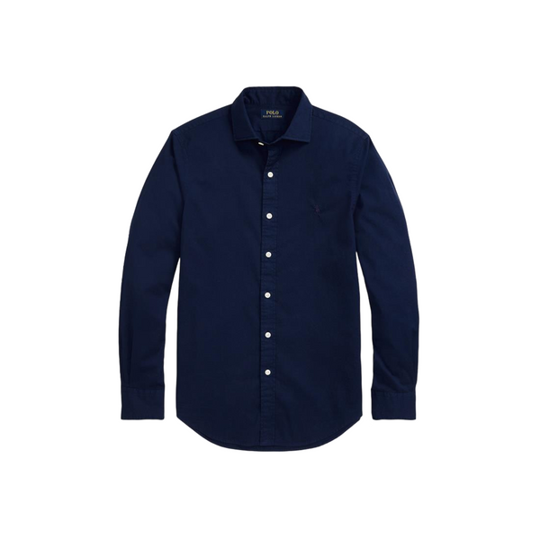 Slim Fit Garment-Dyed Twill Shirt - Navy