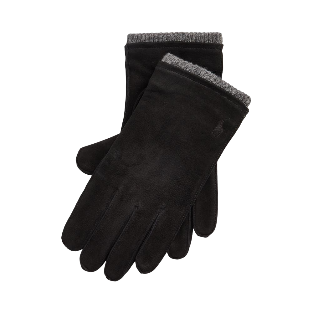 Leather Knit Glove - Black