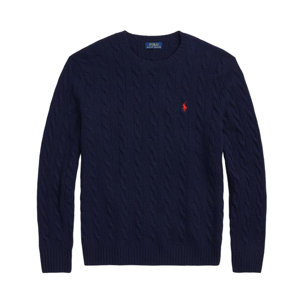 Cable-Knit Wool-Cashmere Sweater - Navy