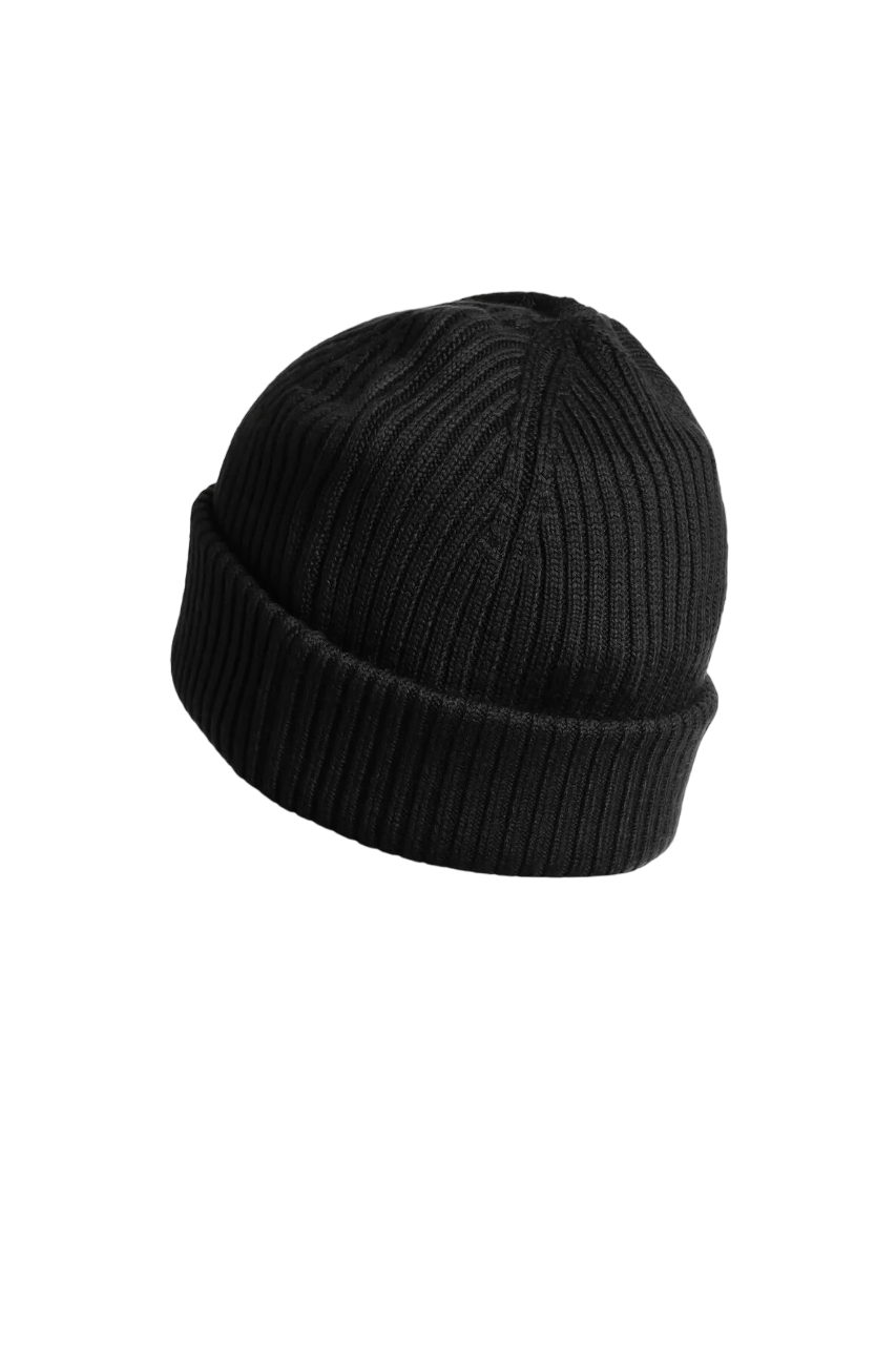 Rib Hat Knitted Beanie - Black