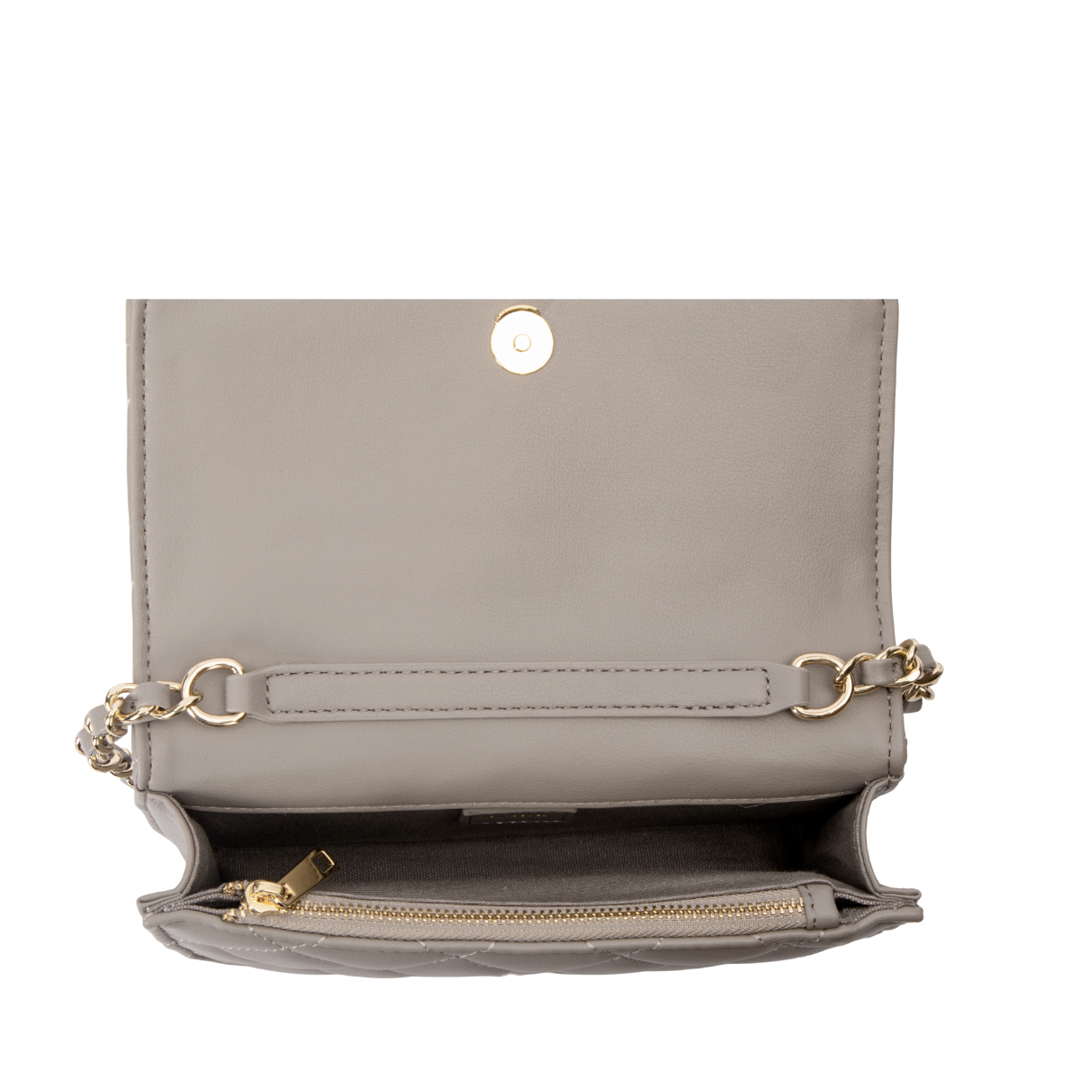 Leather Quilted Mini Bag - TAUPE