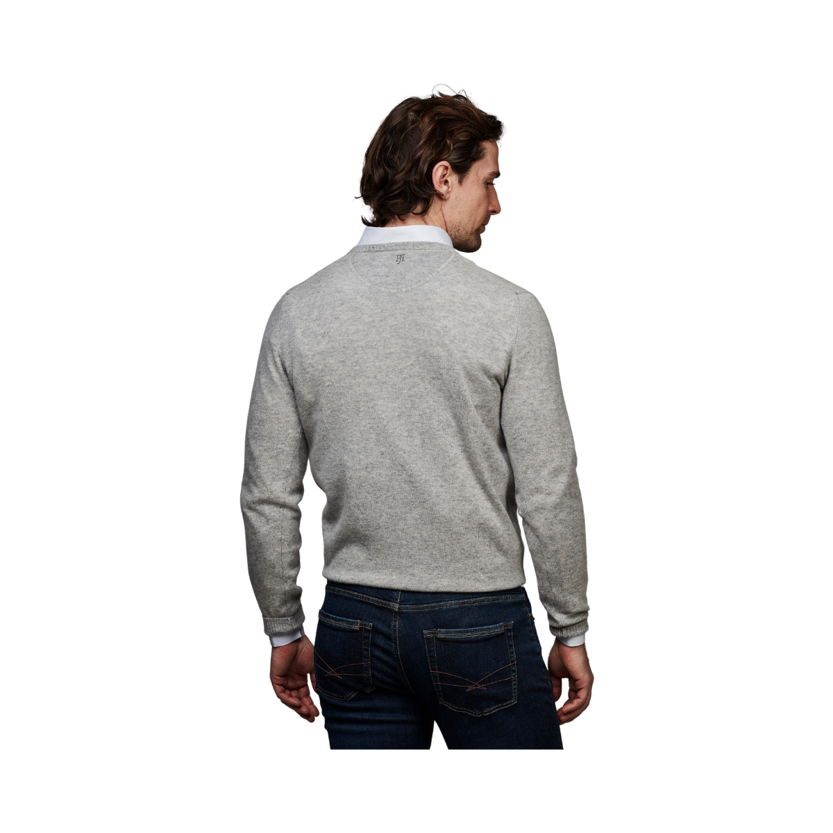 PURE CASHMERE CREW NECK KNIT - Grey