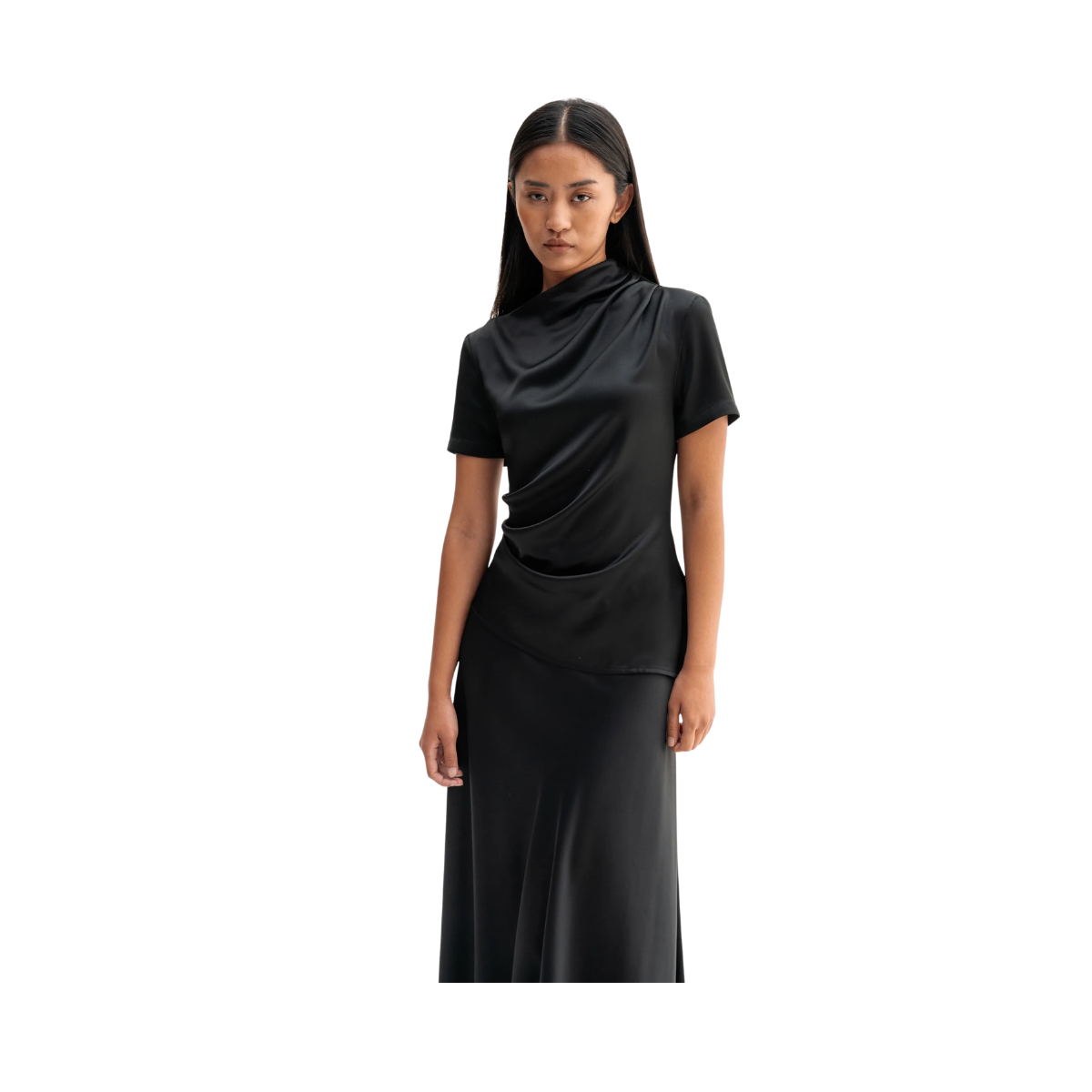 Lizi Satin Tee - Black
