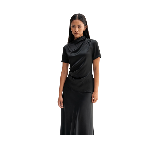 Lizi Satin Tee - Black