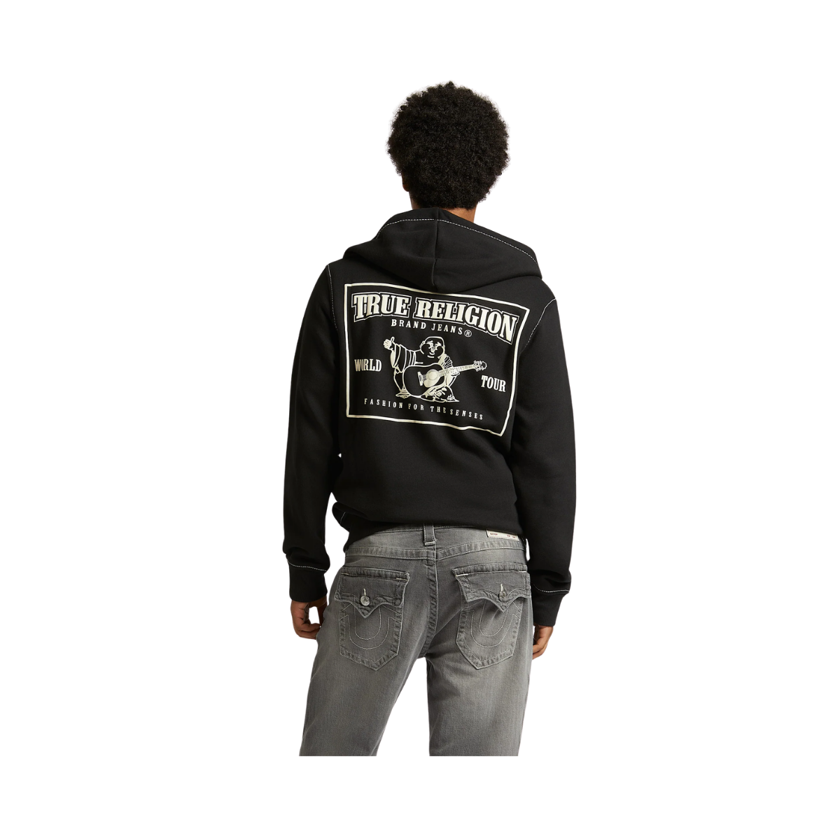 Big T Zip Up Hoodie - Black