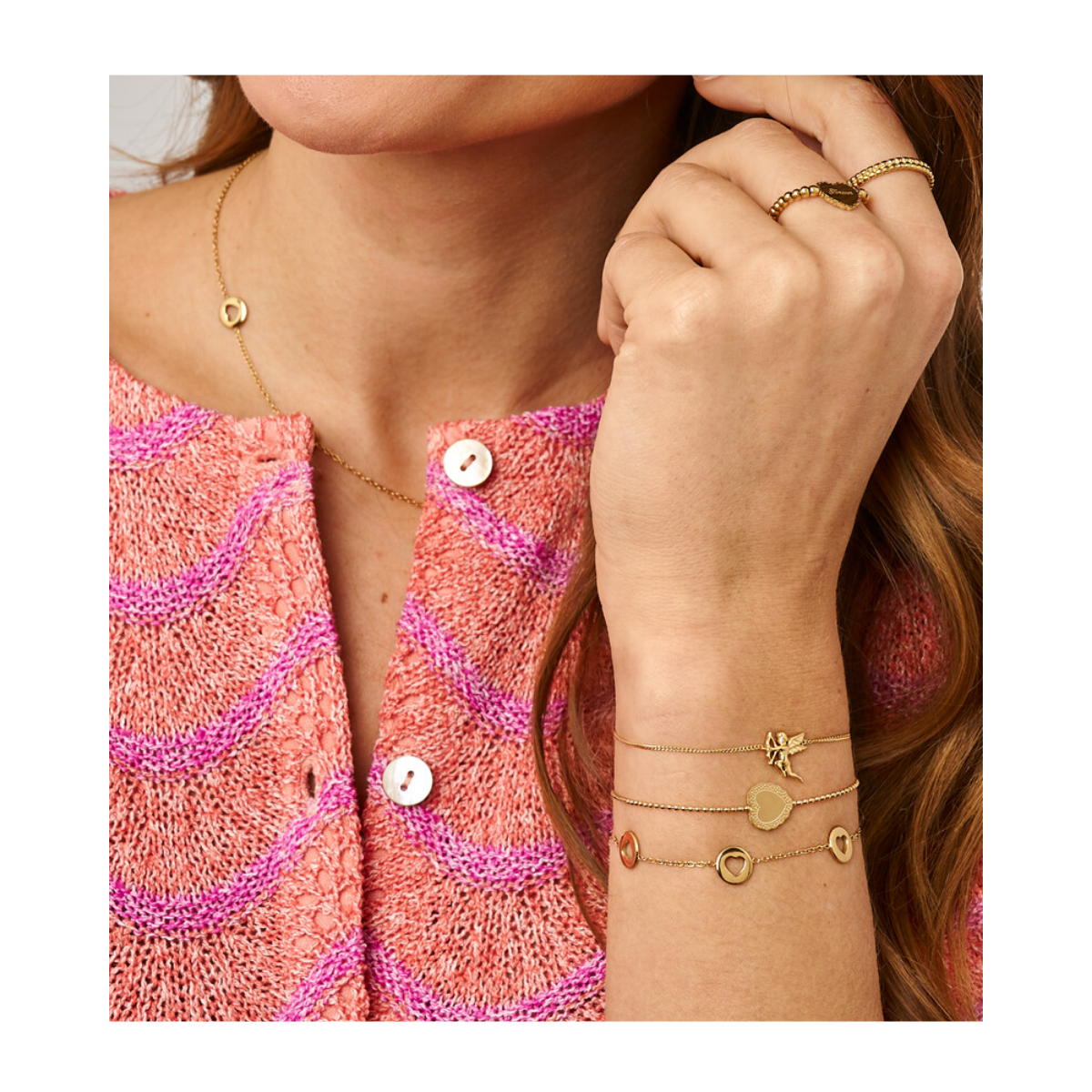 Bracelet Heart Pendant - Gold