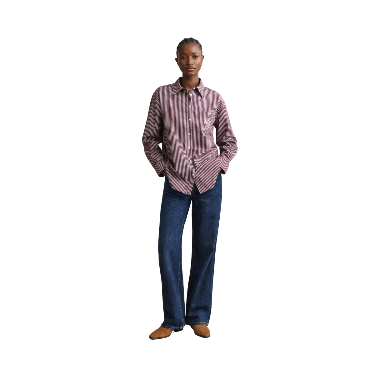 Rel Classic Poplin Stripe Shirt - Darkened Wine