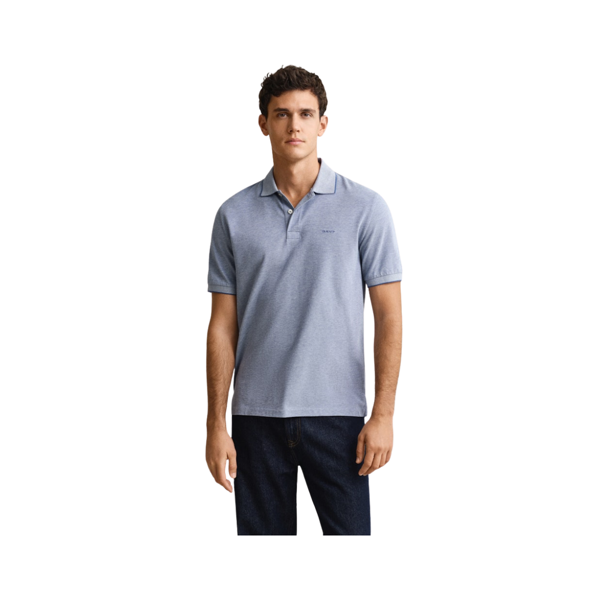 2 Tone SS Polo - 442 VINTAGE BLUE