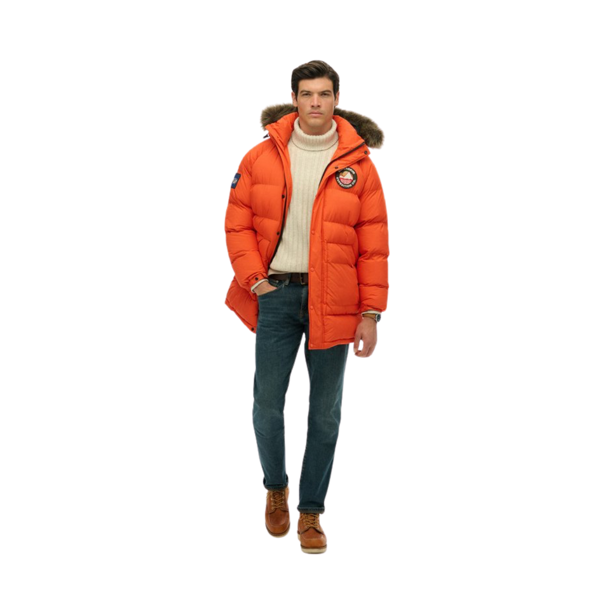 Everest Longline Baffled Parka - UM2 Bold Orange