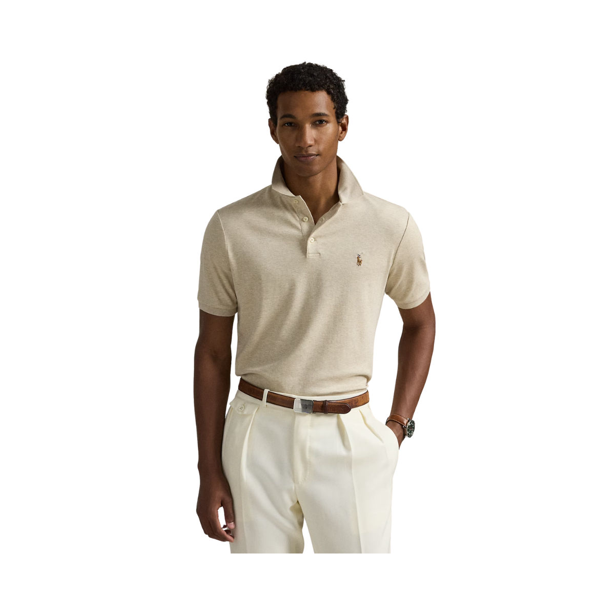 Custom Slim Fit Soft Cotton Polo Shirt - Expedition Dune Heather