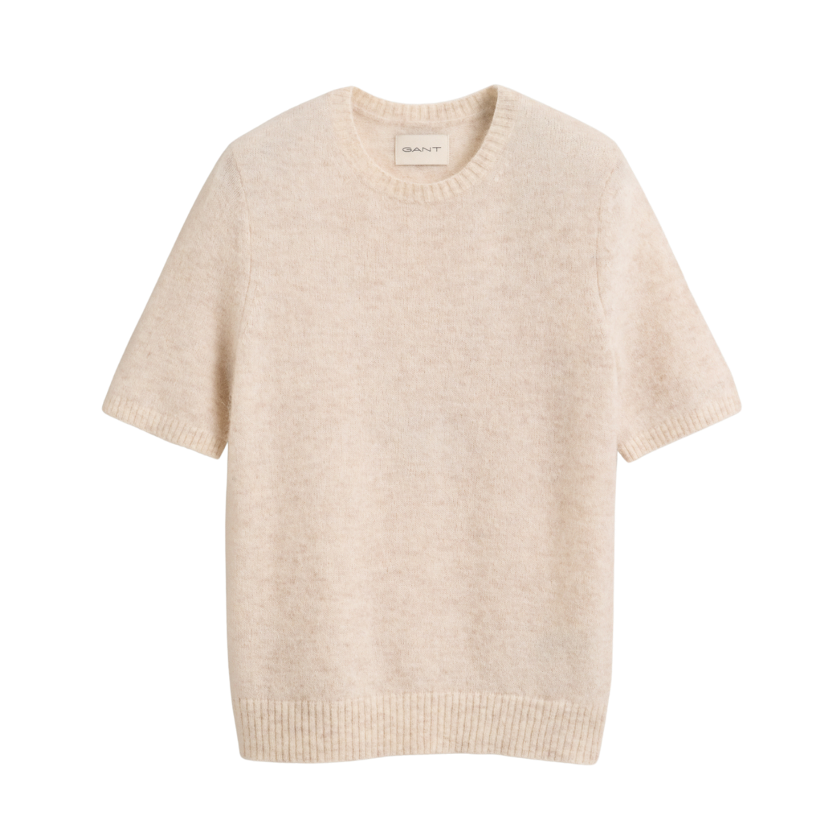 Alpaca Blend C-Neck SS - Light Beige Melange