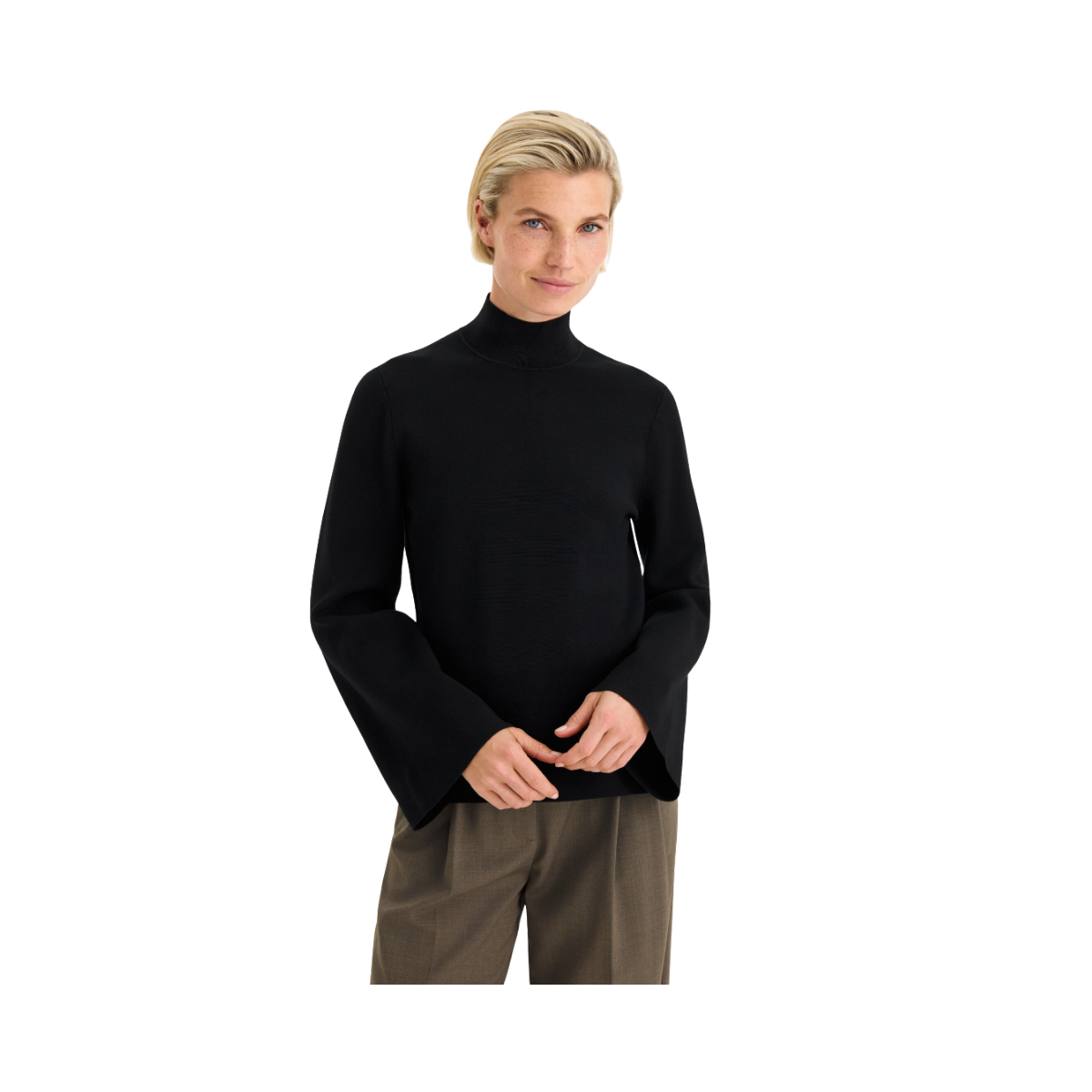 Milano Knit Mock Neck Top - Black