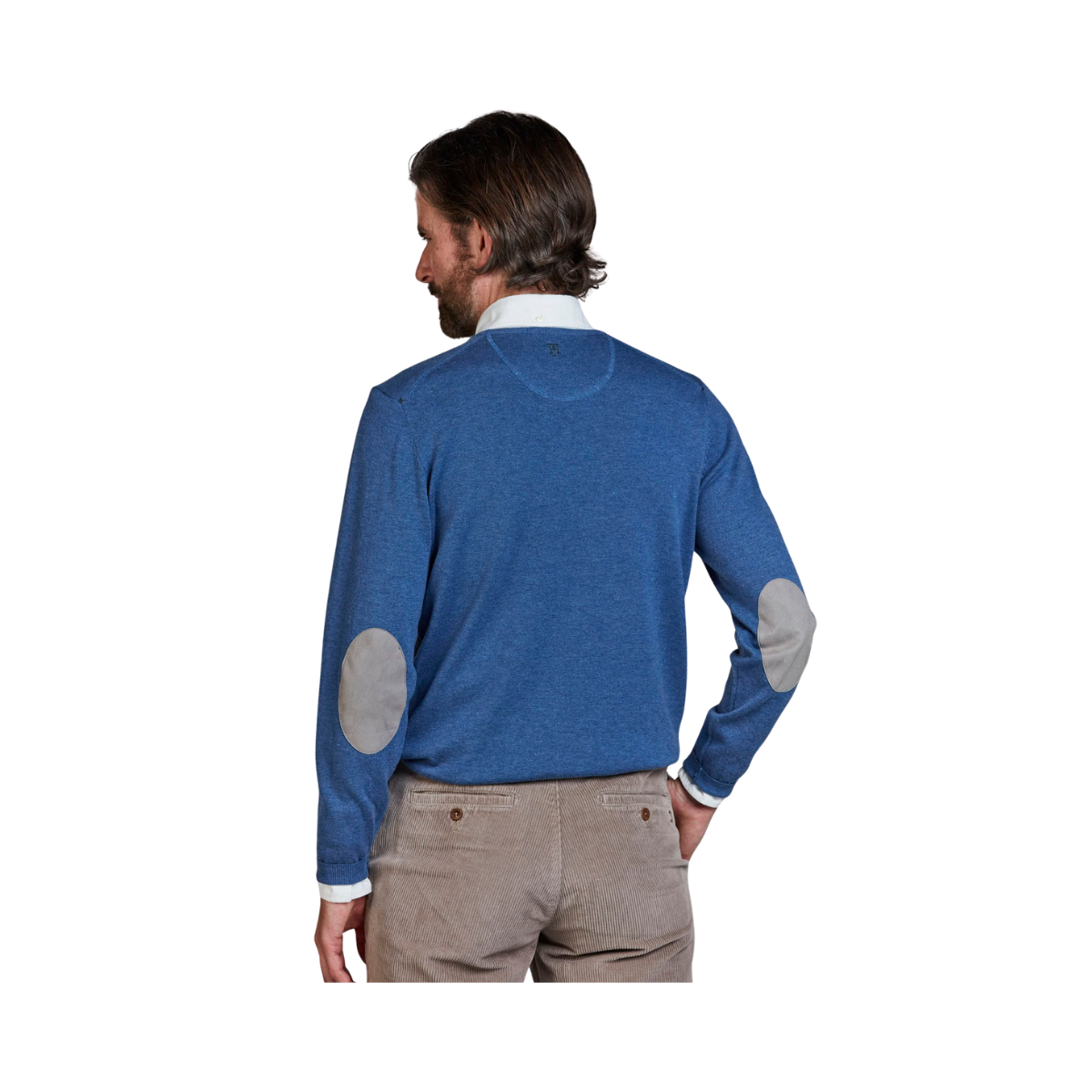 Crew Neck Knit E-Patch - Mid Blue