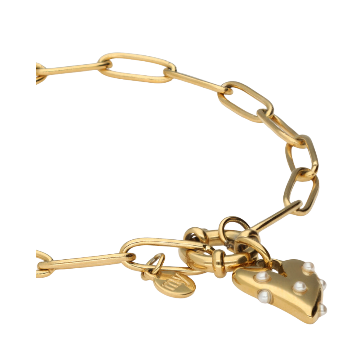 Bracelet Pearls & Heart - Gold