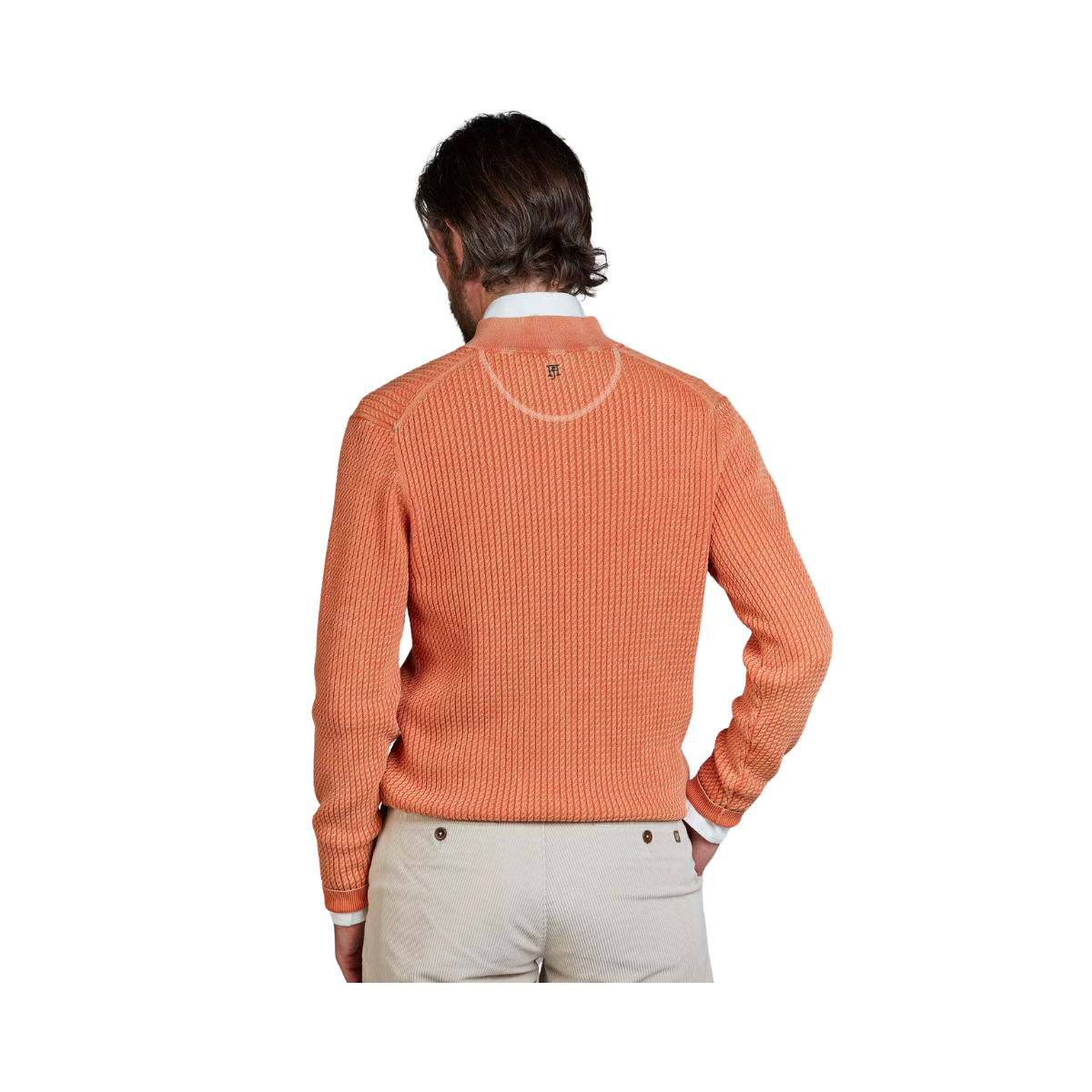 Half Zip Vintage Wash Knit - Soft Orange