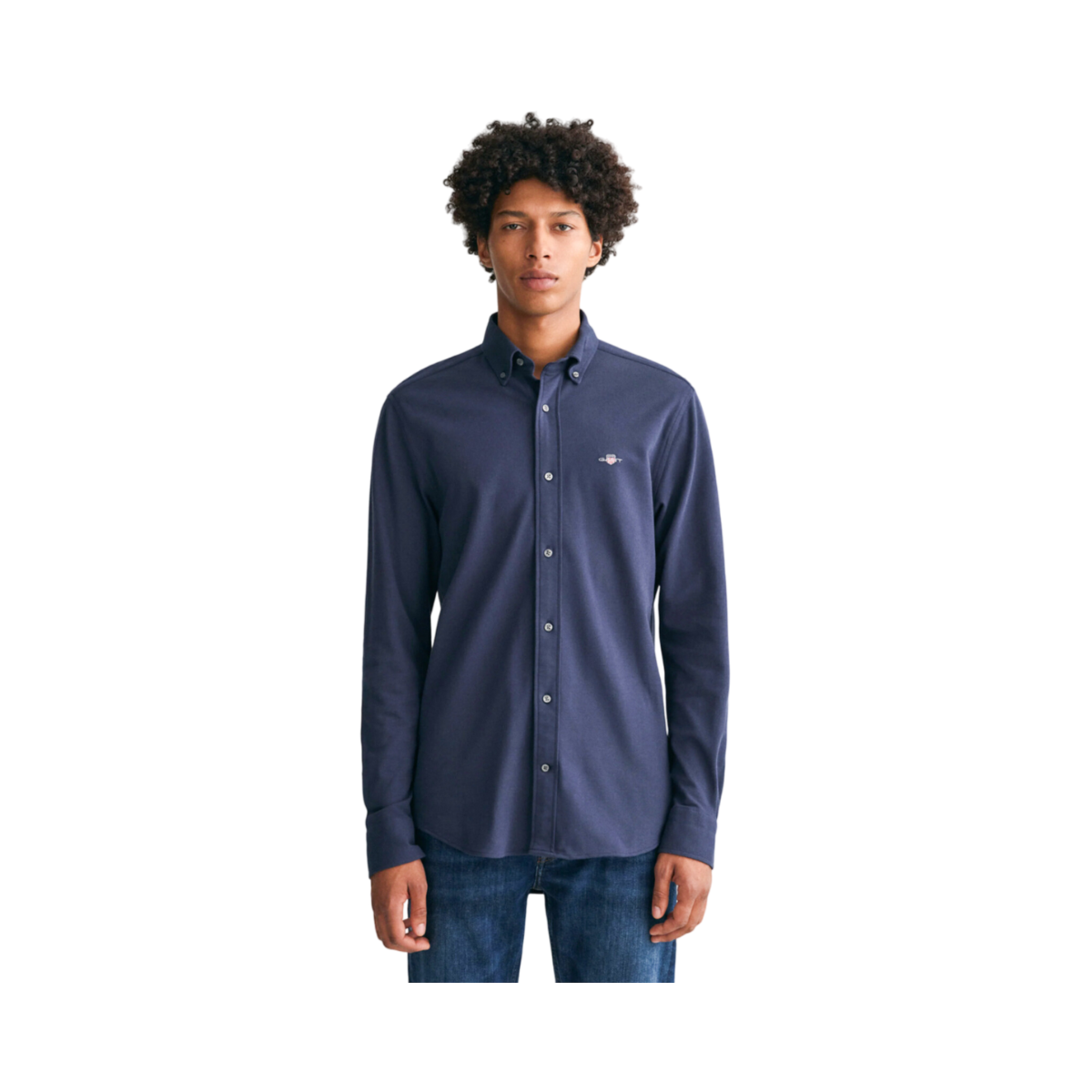 Reg Jersey Pique Shirt - Blue